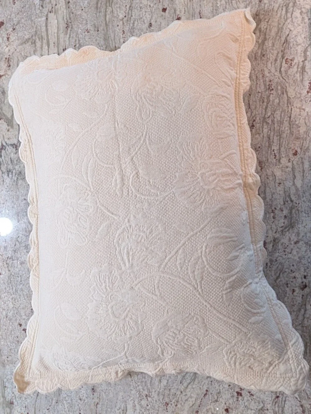 MATELASSE Shams STANDARD Cream Tan 100% COTTON Portugal PAIR By Artiste Floral
